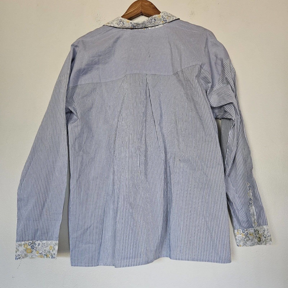 J. Jill Womens Floral Patchwork Button Up Blouse Size L Eyelet - Picture 5 of 9